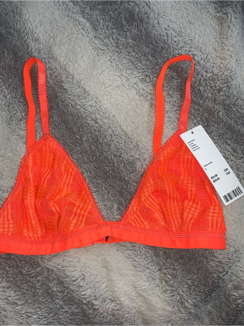 Urban Outfitters Sheer Triangle Bralette in Vibrant Orange